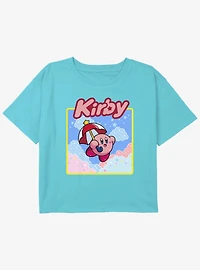 Kirby Starry Umbrella Girls Youth Crop T-Shirt