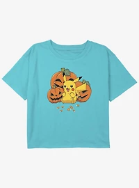 Pokemon Pikachu Pumpkin Girls Youth Crop T-Shirt