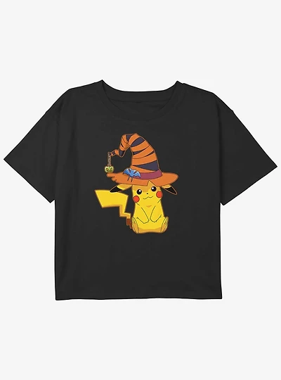 Pokemon Pikachu Witch Girls Youth Crop T-Shirt
