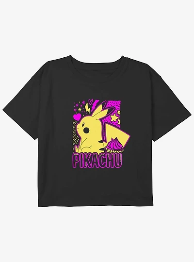 Pokemon Pikachu Neon Girls Youth Crop T-Shirt