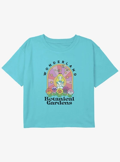 Disney Alice Wonderland Botanical Gardens Girls Youth Crop T-Shirt