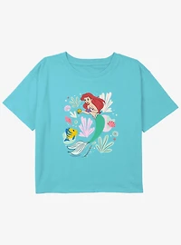 Disney The Little Mermaid Ariel And Flounder Shells Girls Youth Crop T-Shirt