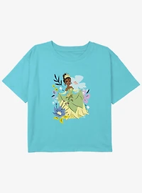 Disney the Princess And Frog Tiana Flowers Girls Youth Crop T-Shirt