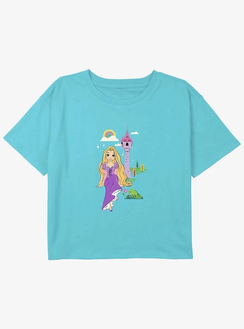 Disney Tangled Rapunzel Tower Girls Youth Crop T-Shirt
