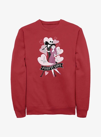 The Nightmare Before Christmas Jack & Sally Misfit Love Hearts Sweatshirt