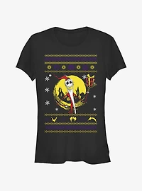 Disney The Nightmare Before Christmas Jack Ugly Holidays Style Girls T-Shirt
