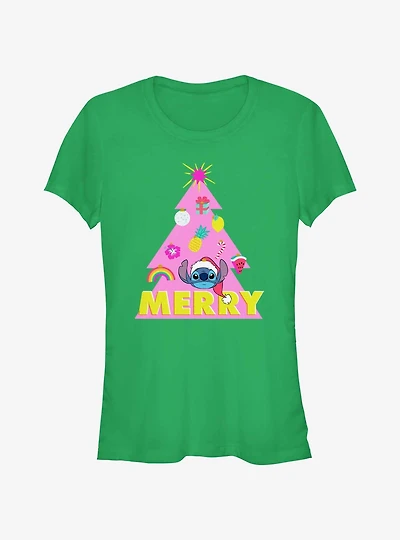 Disney Lilo & Stitch Merry Christmas Tree Girls T-Shirt