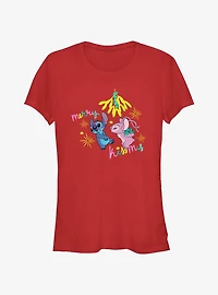 Disney Lilo & Stitch Merry Kissmas Mistletoe Girls T-Shirt