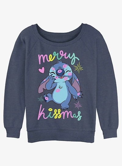 Disney Lilo & Stitch Kissmas Stitch Girls Slouchy Sweatshirt