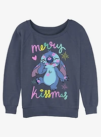 Disney Lilo & Stitch Kissmas Stitch Girls Slouchy Sweatshirt