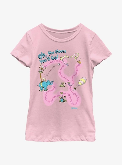 Dr. Seuss Journeying The Places You'll Go Youth Girls T-Shirt