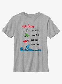 Dr. Seuss One Fish Two Red Blue Badge Youth T-Shirt