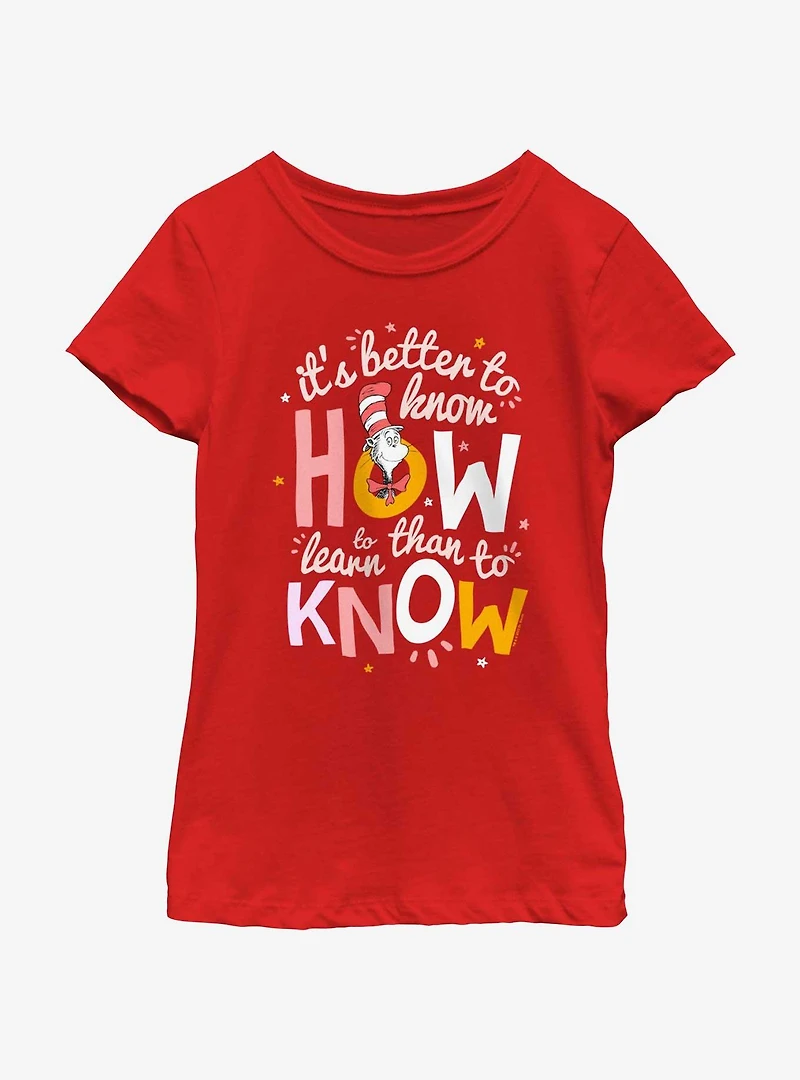 Dr. Seuss Cat The Know How To Learn Youth Girls T-Shirt