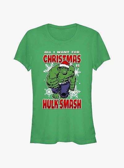 Marvel The Hulk Christmas Hulk Smash Girls T-Shirt