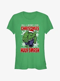 Marvel The Hulk Christmas Hulk Smash Girls T-Shirt