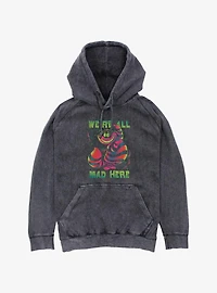 Disney Alice In Wonderland Cheshire Cat We're All Mad Mineral Wash Hoodie