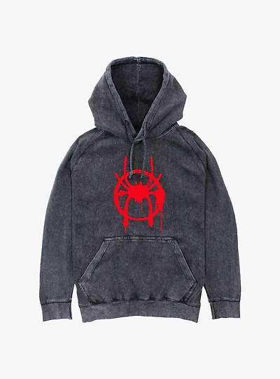 Marvel Spider-Man Miles Morales Spray Symbol Mineral Wash Hoodie