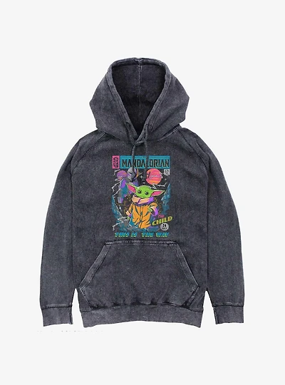 Star Wars The Mandalorian The Child Comic Cover Mineral Wash Hoodie