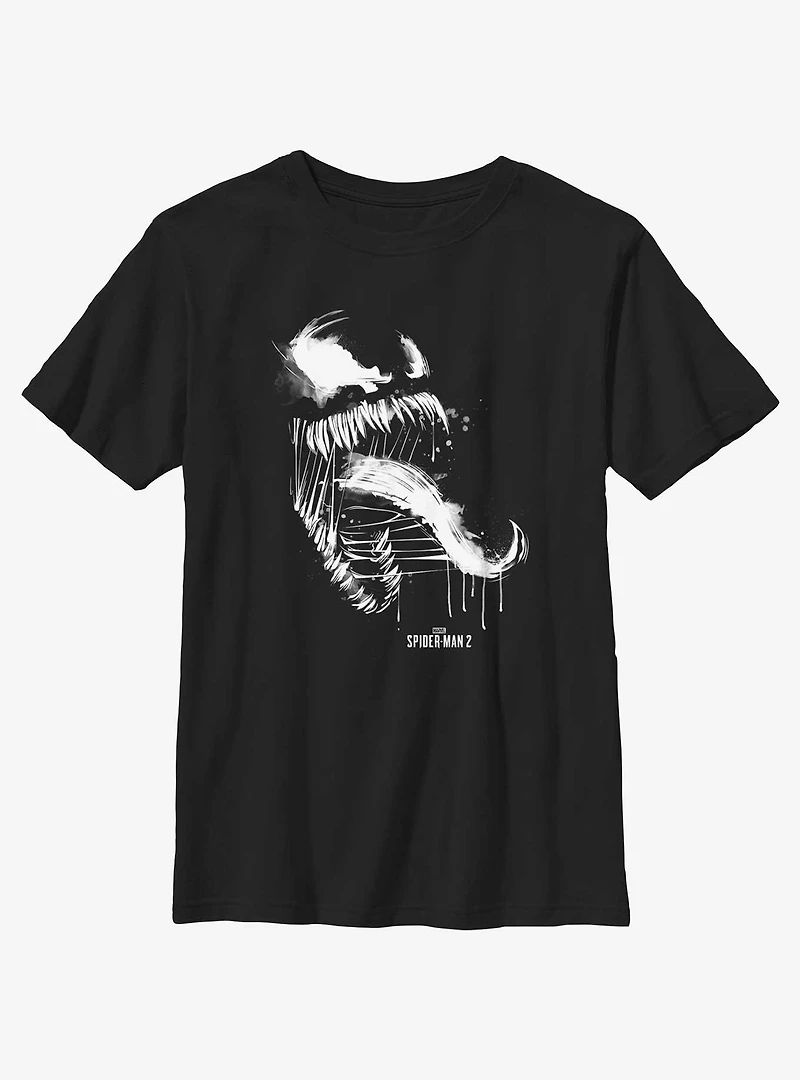 Marvel Spider-Man 2 Game Venom Sketch Portrait Youth T-Shirt