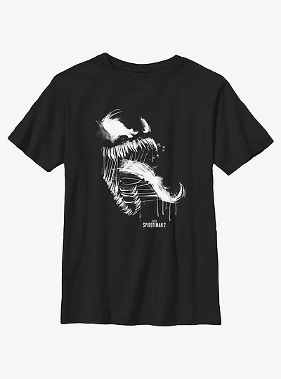 Marvel Spider-Man 2 Game Venom Sketch Portrait Youth T-Shirt