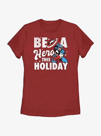 Marvel Captain America Holiday Hero Womens T-Shirt