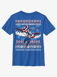 Marvel Captain America Sam Wilson Ugly Holiday Youth T-Shirt