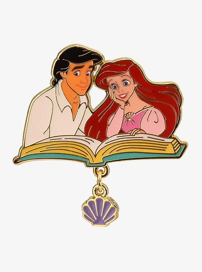 Disney The Little Mermaid Ariel & Eric Reading Dangling Charm Enamel Pin — BoxLunch Exclusive