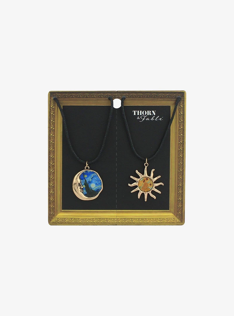 Thorn & Fable Sun & Moon Artwork Cord Necklace Best Friend Cord Necklace Set