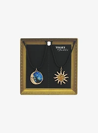 Thorn & Fable Sun & Moon Artwork Cord Necklace Best Friend Cord Necklace Set