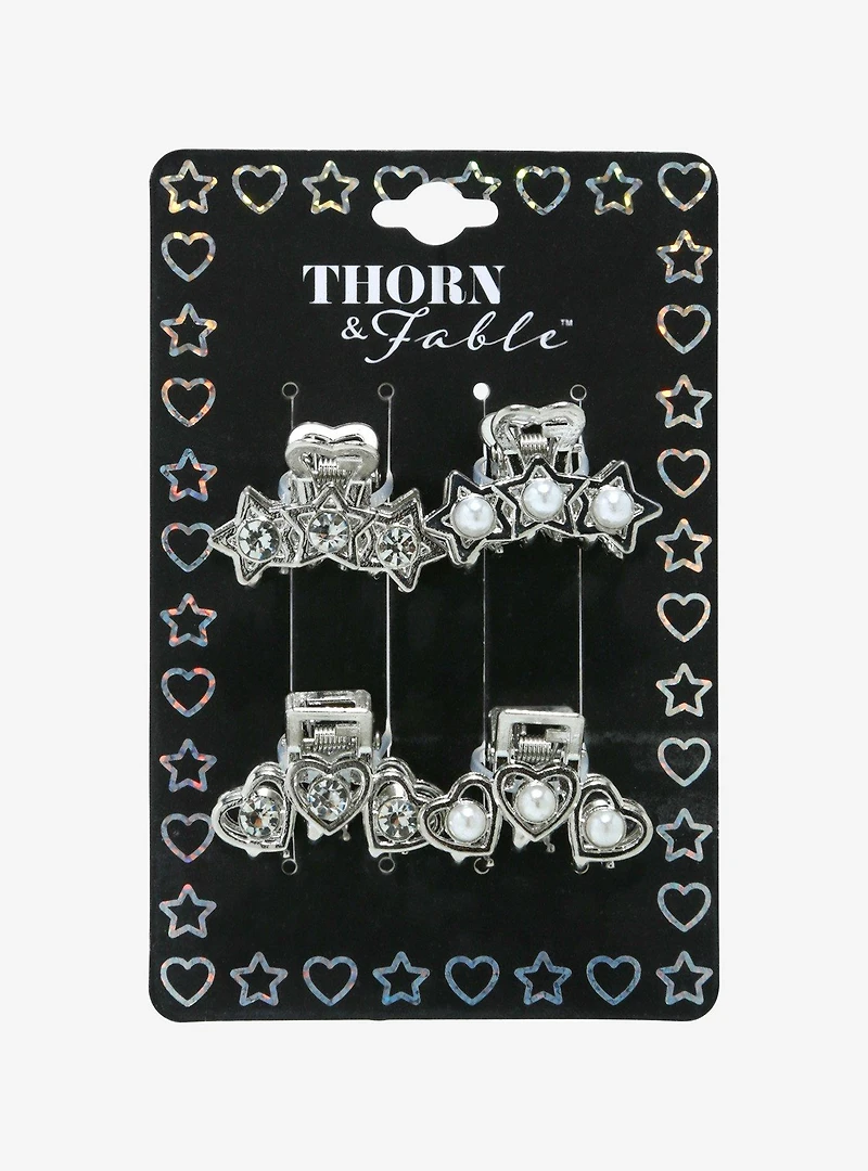 Thorn & Fable® Heart & Star Mini Claw Hair Clip Set