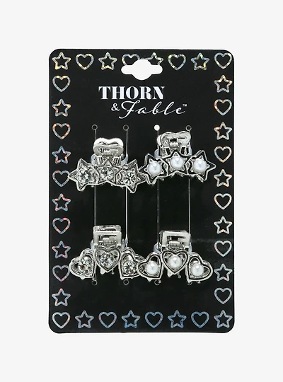 Thorn & Fable® Heart & Star Mini Claw Hair Clip Set