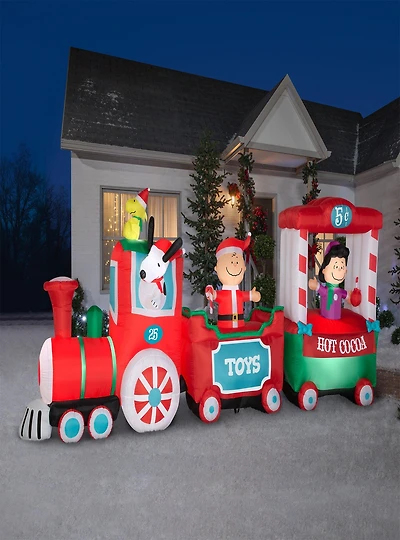 Peanuts Christmas Train Airblown