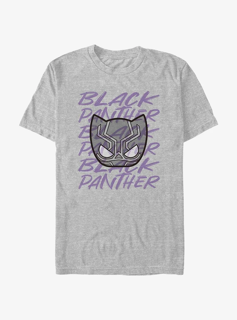 Marvel Black Panther Helmet Text Stack T-Shirt