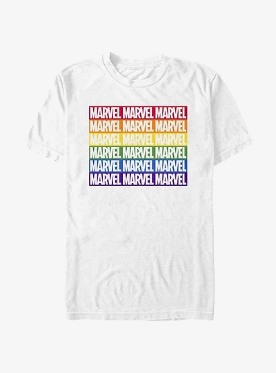 Marvel Rainbow Repeat Logo T-Shirt