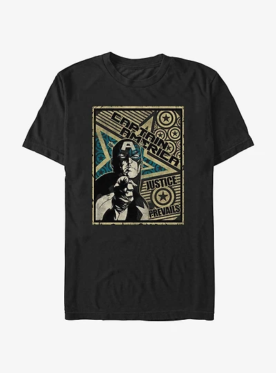 Marvel Captain America Justice Prevails Poster T-Shirt