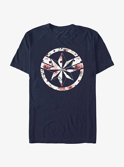 Marvel Captain Marvel Floral Fill Icon T-Shirt