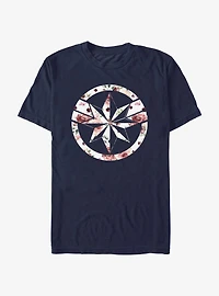 Marvel Captain Marvel Floral Fill Icon T-Shirt