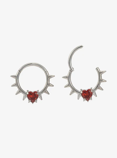 16G Steel Spike Heart Hinged Clicker 2 Pack