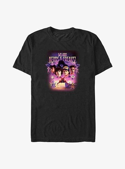 Stranger Things We Are Nerds & Freaks Hellfire Retro Big & Tall T-Shirt