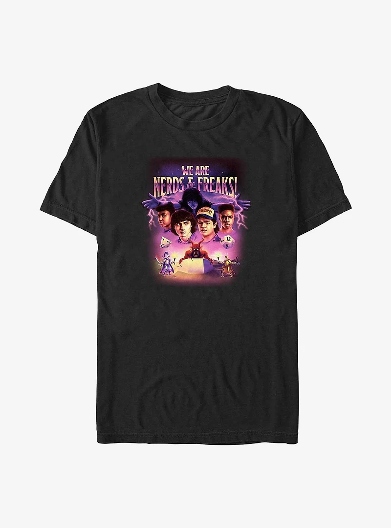 Stranger Things We Are Nerds & Freaks Hellfire Retro Big Tall T-Shirt