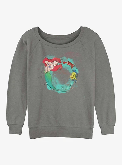 Disney The Little Mermaid Ariel Sebastian and Flounder Girls Slouchy Sweatshirt