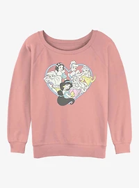 Disney Aladdin Vintage Princess Heart Girls Slouchy Sweatshirt