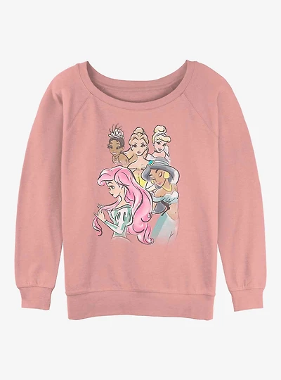 Disney The Princess and the Frog Watercolor Princesses Girls Slouchy Sweatshirt