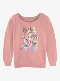 Disney The Princess and the Frog Watercolor Princesses Girls Slouchy Sweatshirt
