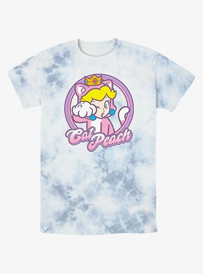 Mario Cat Princess Peach Tie-Dye T-Shirt