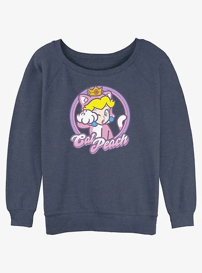 Mario Cat Princess Peach Girls Slouchy Sweatshirt