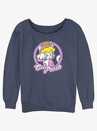 Mario Cat Princess Peach Girls Slouchy Sweatshirt