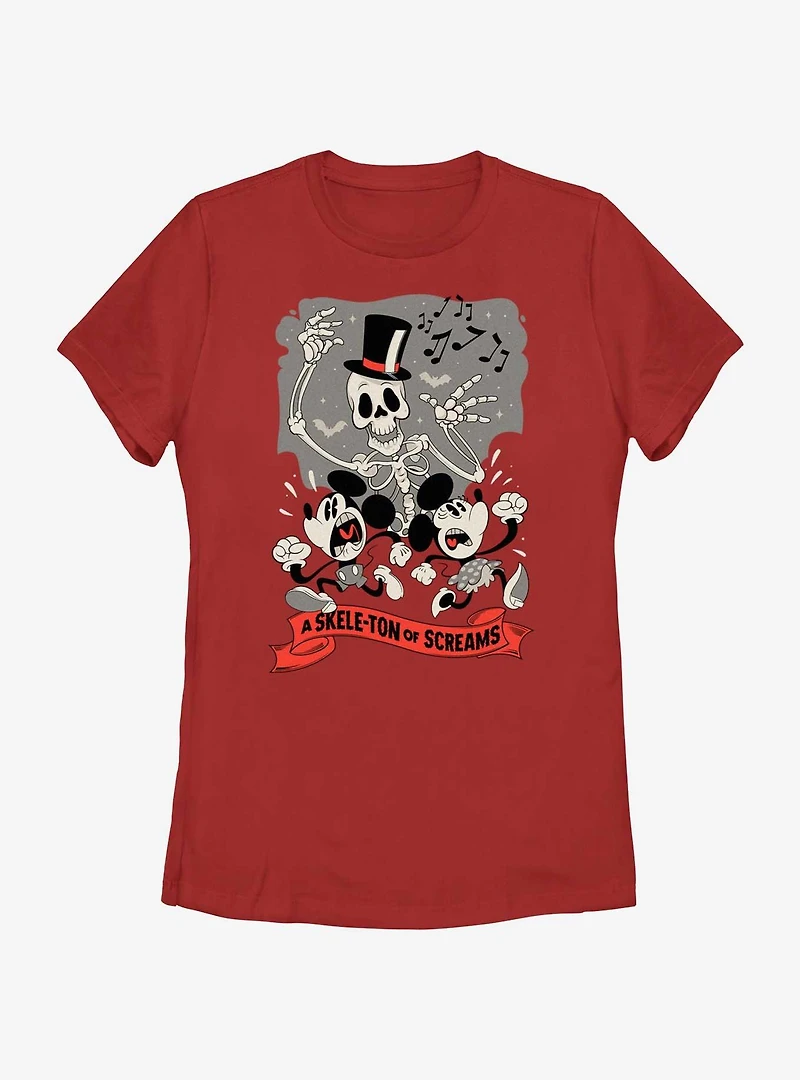 Disney Mickey Mouse A Skele-Ton of Screams Womens T-Shirt