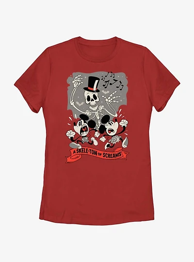 Disney Mickey Mouse A Skele-Ton of Screams Womens T-Shirt