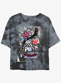 Marvel Spider-Man Across The Spider-Verse Spider-Punk Poster Womens Tie-Dye Crop T-Shirt